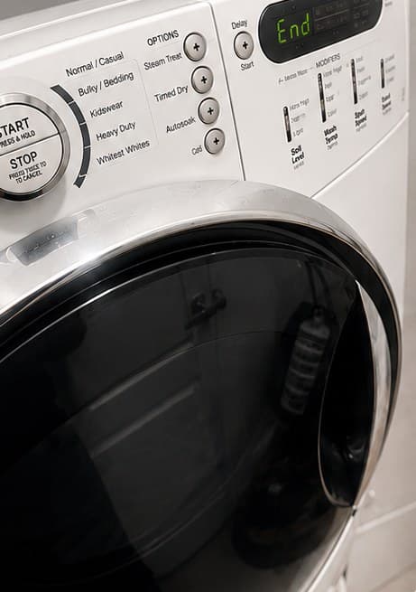 Front-load washer showing an End cycle after the door latch was replaced